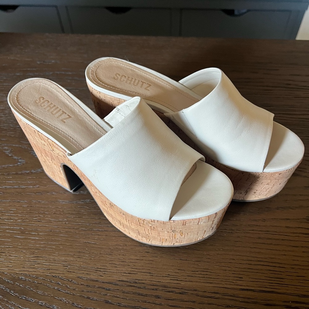 SCHUTZ Dalle Women's Off White Platform Slide/Mule